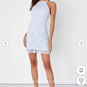 Lulu's Light Blue Lace Mini Dress